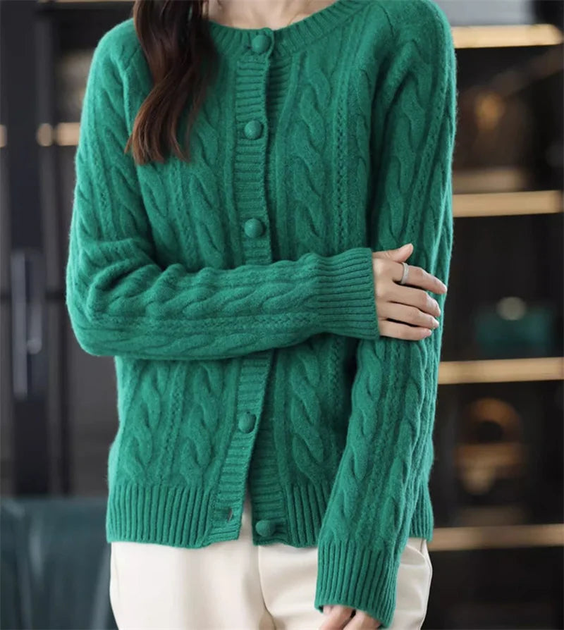 Cashmere Sweater For Women Autumn And Winter New Knitted Cardigan For Women Loose Fitting Woolen Sweater Lapel Jacket Camel XXXL