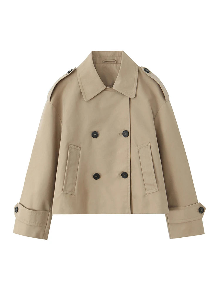 Women Jackets 2025 Autumn Winter New Fashion Laple Long Sleeves Double-Breasted Jacket Female Elegant Windcoat Style New Coats