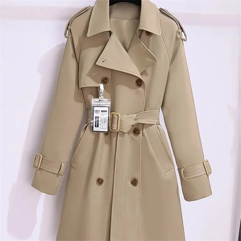 Trench Coat Women's Suit Collar Coat 2025 New Spring Autumn Female Long Jacket Waist Temperament Popular Windbreaker Overcoat