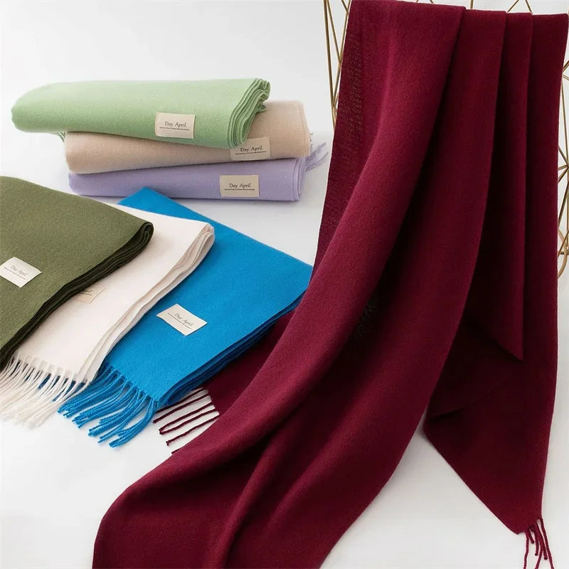 Cashmere Scarves for Women 2024 Winter Shawls Warm Wraps Lady Pashmina Solid Print Blanket Scarf Neck Headband Hijabs Stoles