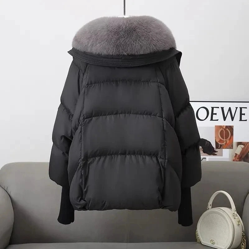 Women Winter Down Cotton Jacket 2025 New Women Warm Thick Cotton Coat Larger Fur Collar Cotton Padded Jacket Women Parka Coat