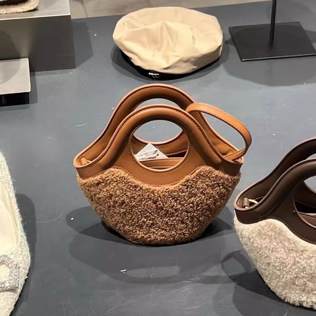 Bag women's new autumn and winter lamb wool basket bag plush crossbody bag versatile wool handbag  bags for women  handbags
