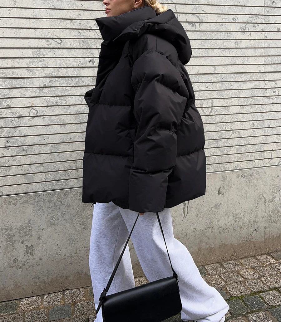 2024 Women Winter Coat Long Sleeve Hooded Thick Cotton Down Coat Women Tops Loose Style Warm Jacket Coat Casaco Feminino