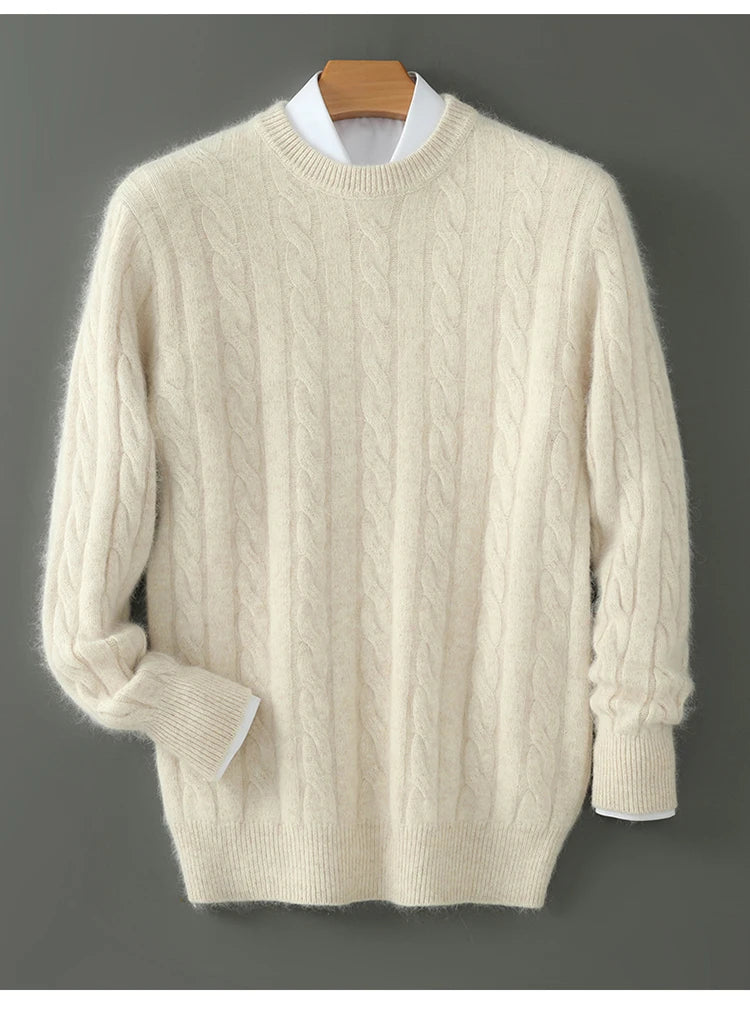 Men's thick cashmere sweater 100% pure cashmere round neck cashmere sweater 2024 new spring and winter knit base shirt