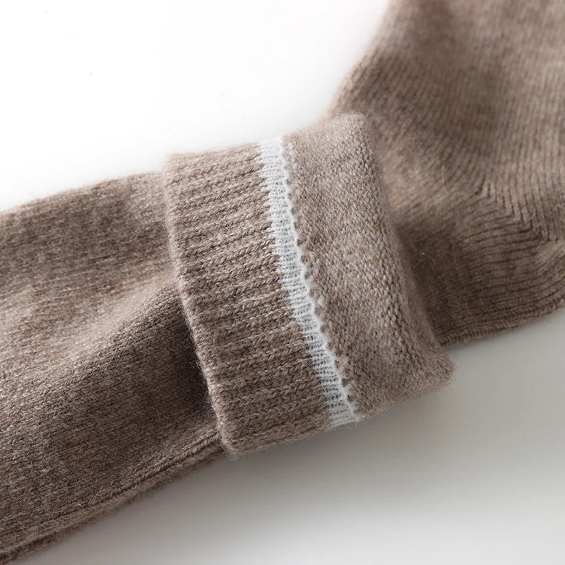 100% Cashmere Women Stockings New Fashion Autumn Casual Solid Color Warm Socks For Woman Soft Winter Knee High Socks Long