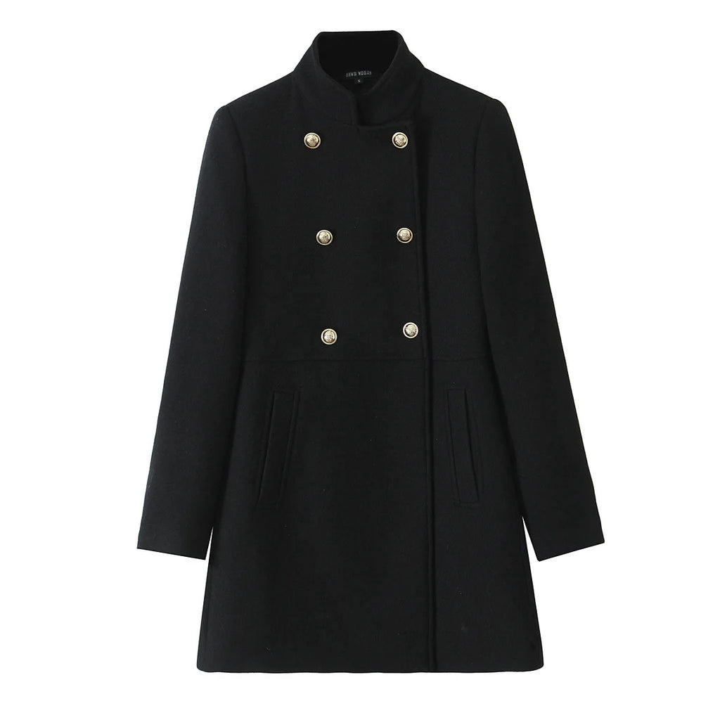 Woolen Coat Fall Fashion Black Long Coat Elegant And Pretty Women's Coats American Retro Autumn Outerwear Urban Coats