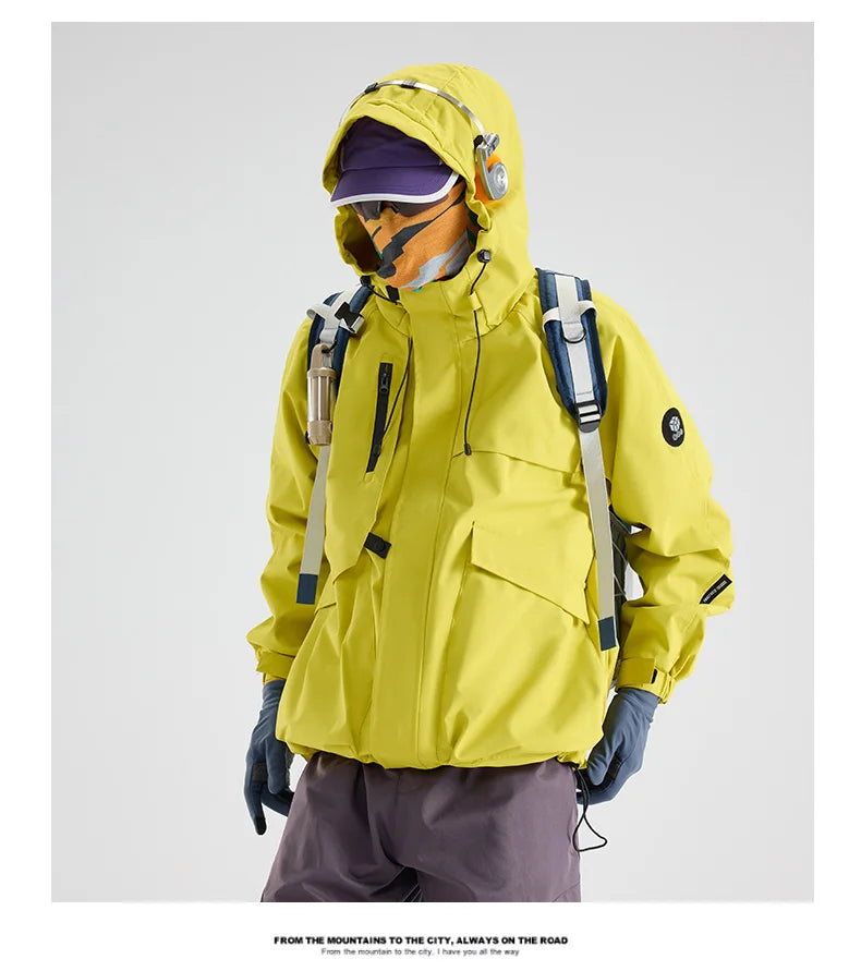 2025 Man Mountaineering Jacket Windproof Waterproof Hiking Jackets for Men Fashion Hip Hop Design Casual Oversize Outdoors Coat