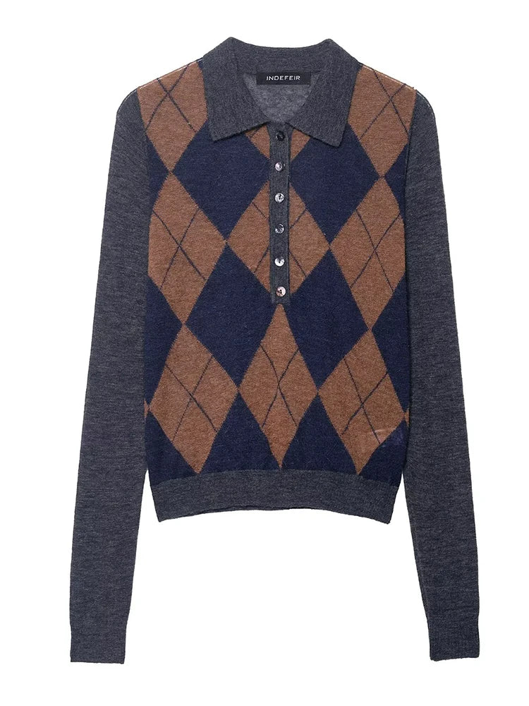 Women Sweater Pullover 2025 Autumn Winter New Fashion Long Sleeves Printing Women Sweater Pullover Elegant Hight Street Top