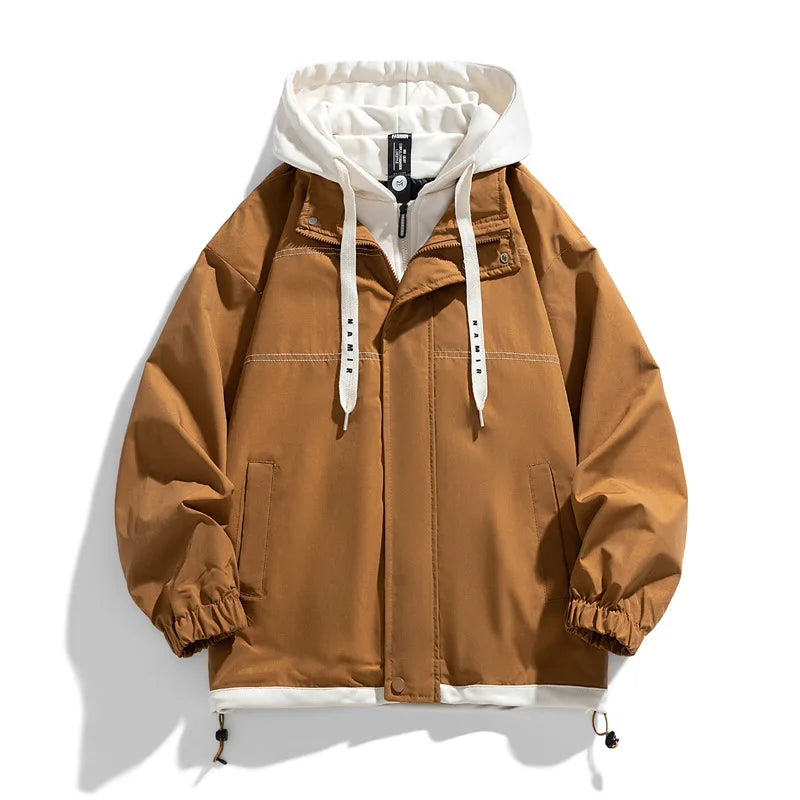 Men's Jacket Thin Hooded Jacket Youth Autumn and Winter New Popular Color Matching High-end Baseball Uniform Casual Hooded