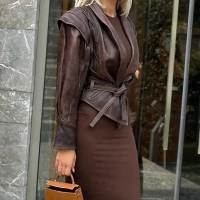 Autumn and Winter Faux Leather Jackets for Women 2025 Chic Dropped Shoulder PU Jacket Coat Casual Office Lady Blouses