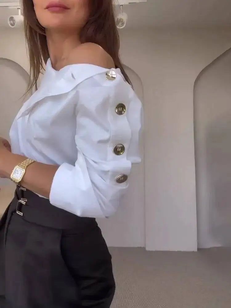 New Fashion Shirt For Women 2025 Casual Long-Sleeve Button Women's Blouse Spring Chic White Tops Office Shirts Female