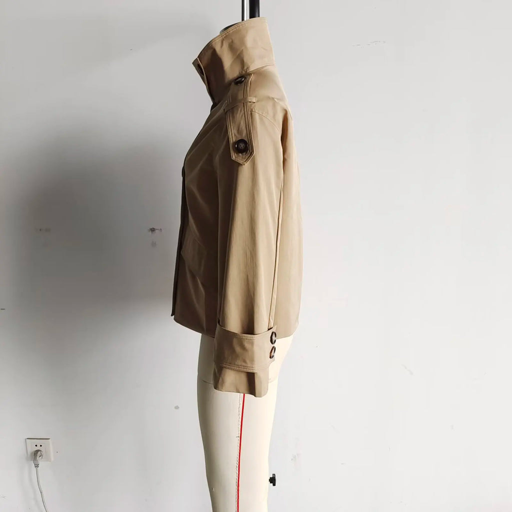 Trench Lady Coat Long Sleeve Coats Woman Jackets Casual Black Urban Classic Elegant New Denim Solid Cropped Outerwears