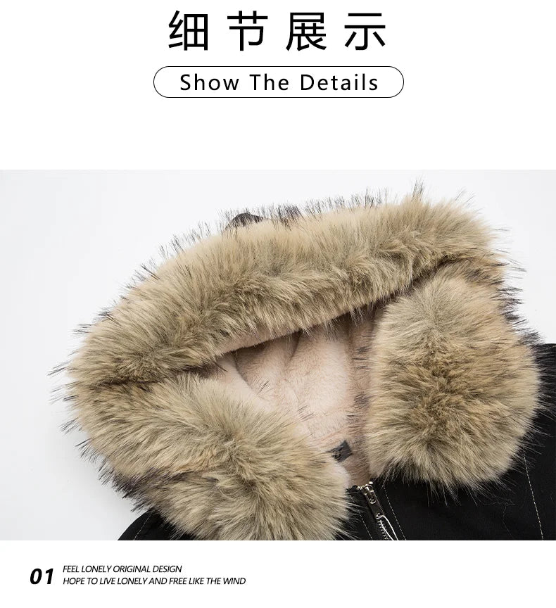 Winter Women's Lambs Wool Hoodie Jacket American Retro Faux Fur Outwear Coat Y2k Korean Fashion 2000s High Street Thick Warm