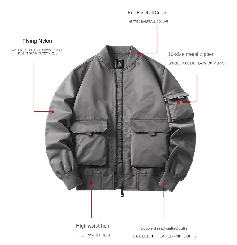 Cargo Jacket Man Autumn Winter Warm Fashion Vintage Male Coat High Street Trend All Match Streetwear Locomotive Cotton Clothing