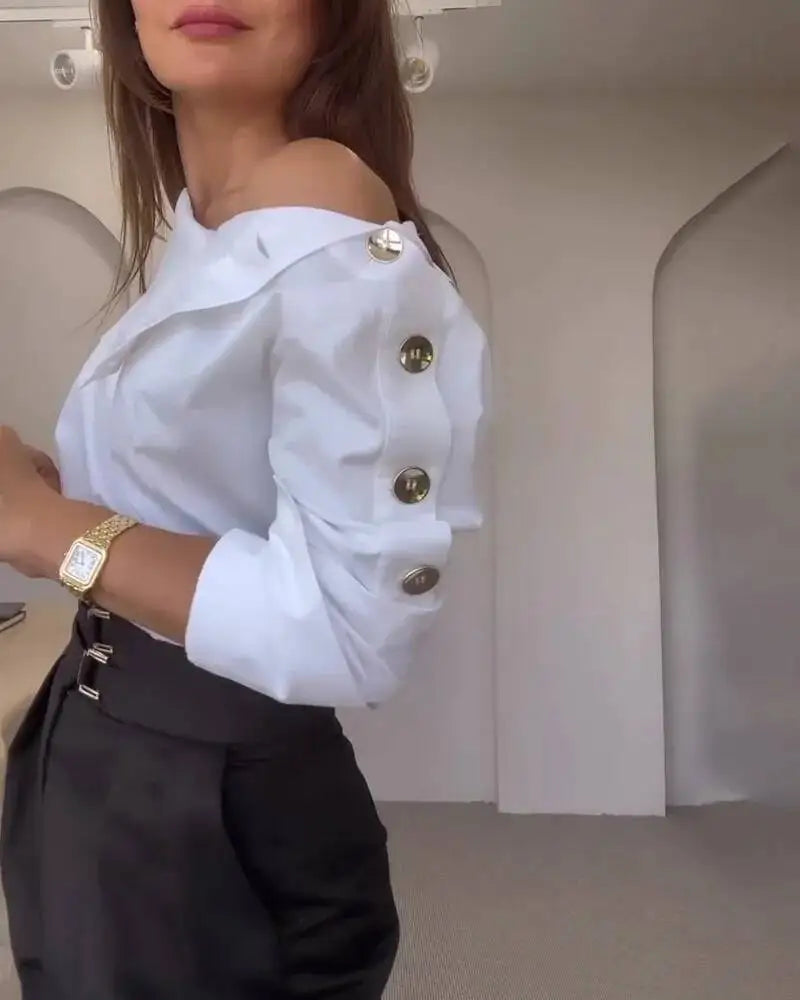 New Fashion Shirt For Women 2025 Casual Long-Sleeve Button Women's Blouse Spring Chic White Tops Office Shirts Female