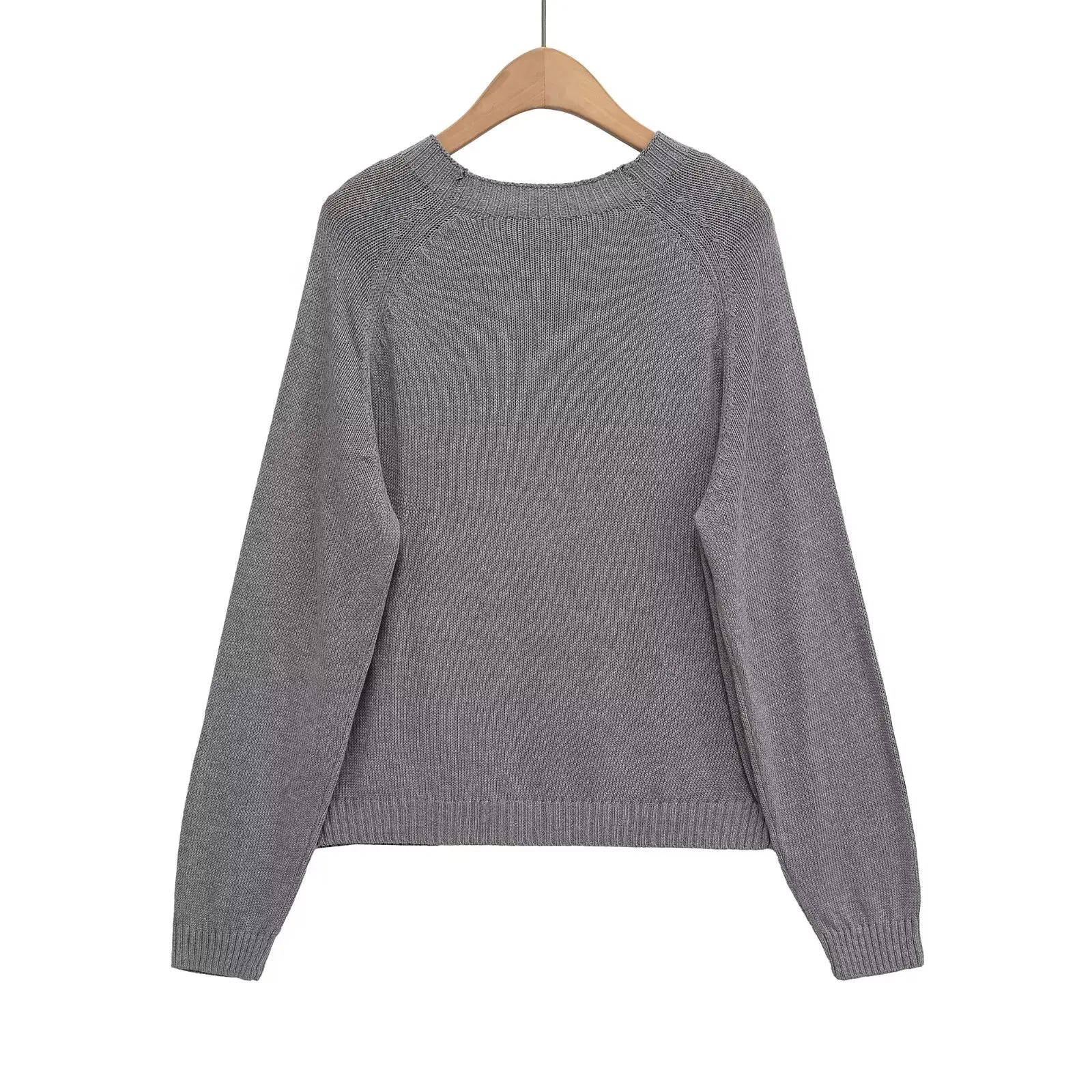 Women's Pullover 2025 New Style Fashionable Off-the-Shoulder Long-Sleeve Knit Top Front Button Design with Ribbed Hem