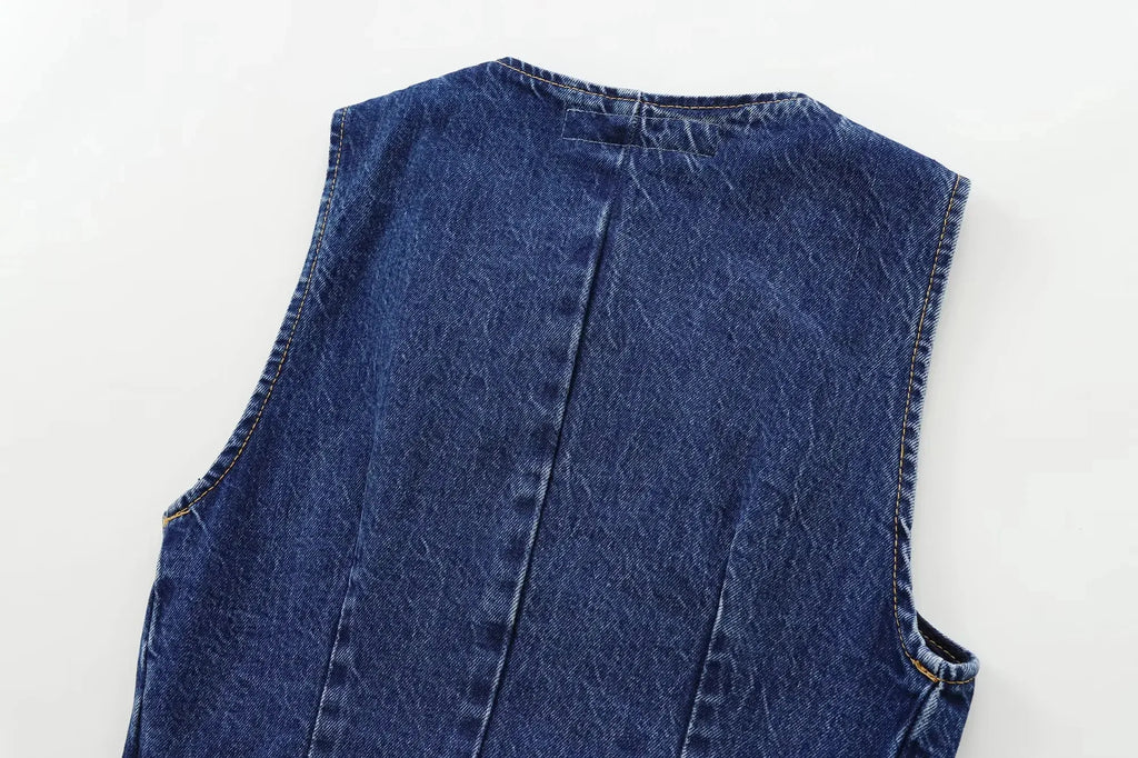 Women's Vest 2025 New Fashion Denim Vest Top Ladies Casual Cropped Sleeveless Jacket Coat Streetwear Waistcoat Outerwears