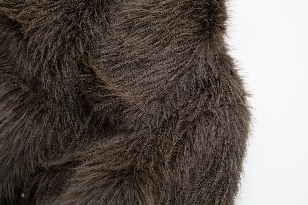 HH Winter Casual Women Solid Faux Fur Jackets 2024 Lapel Long Sleeve Patchwork Buttons Designer Coats Female Fashion Outwear