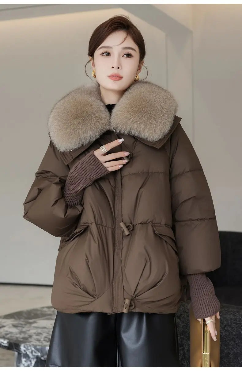 Women Winter Down Cotton Jacket 2025 New Women Warm Thick Cotton Coat Larger Fur Collar Cotton Padded Jacket Women Parka Coat