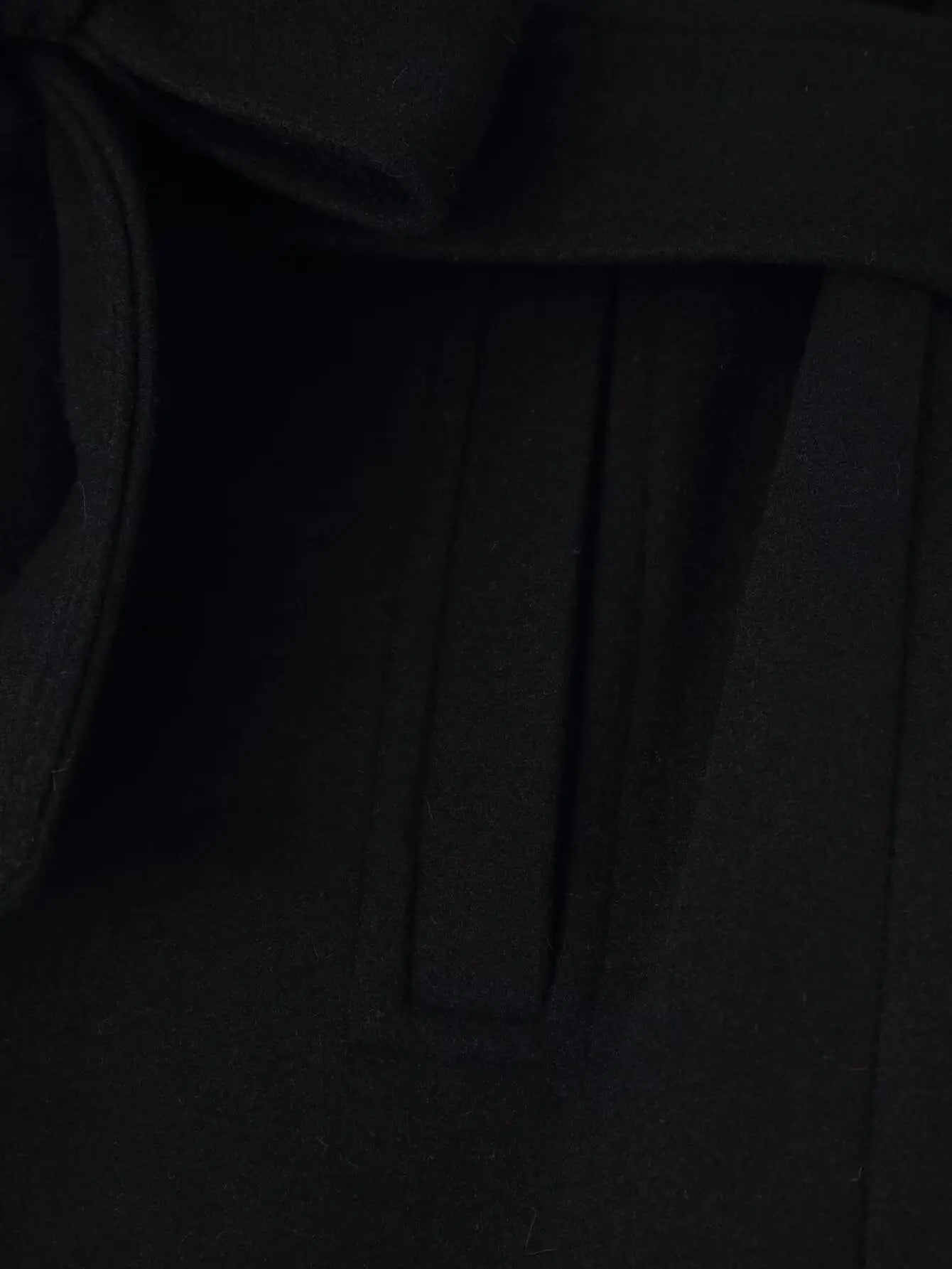 HH Women's Winter Fashion Coats Black Turn-Down Collar Long Sleeves Pockets Belt Decoration Female Elegant Slim Elegant Coat