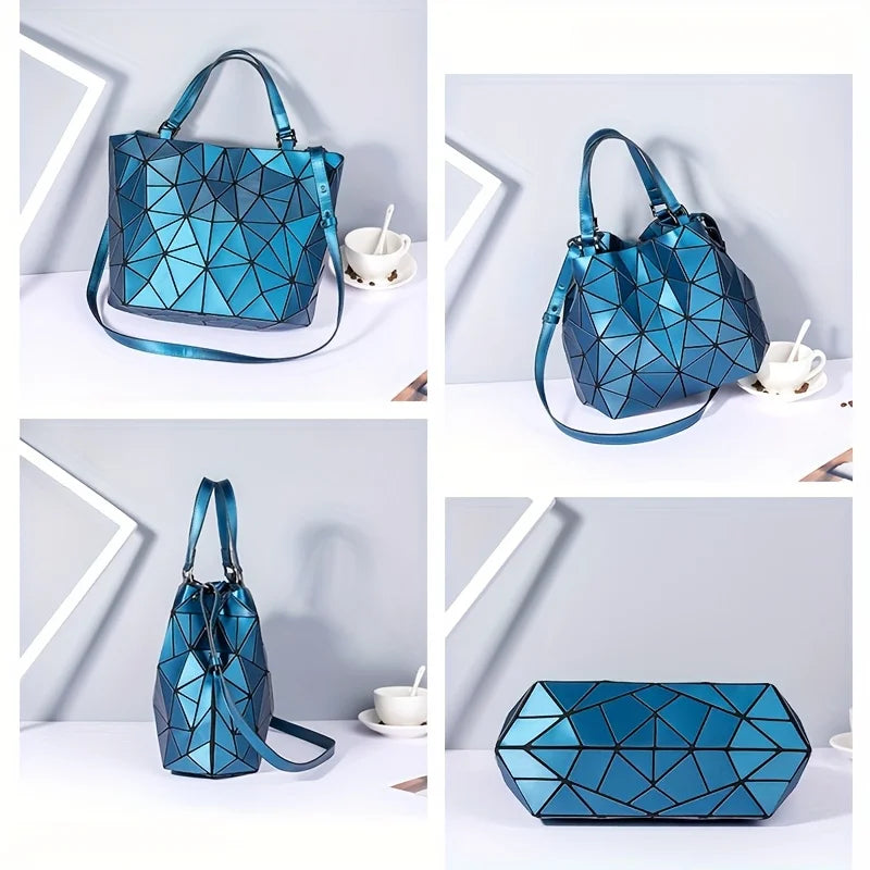 Women Handbag Tote Bag Ladies' Large-capacity Shoulder Bags Geometric Handbag Matte Bucket Bag Women Folding Crossbody Bag