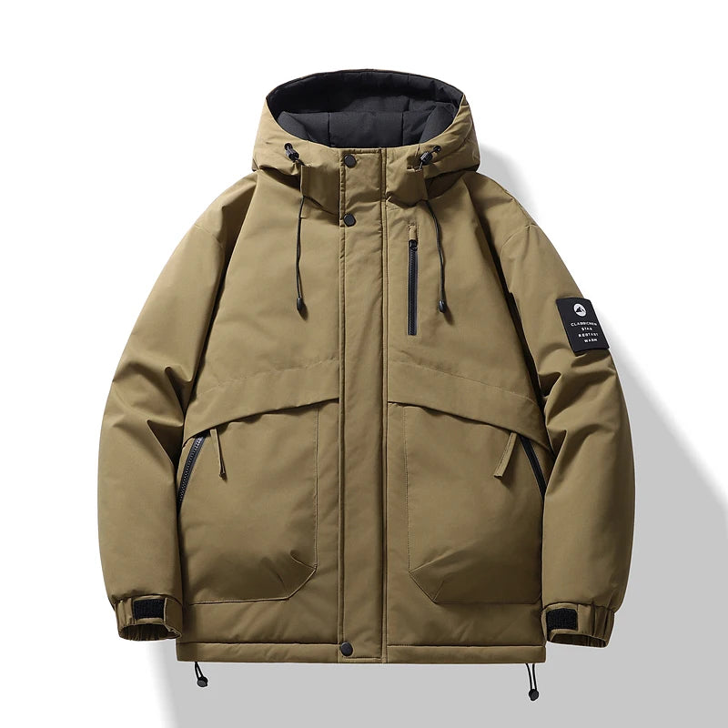 Men's Fishing Jacket  Mountain Climbing Coat Men Thickened Hooded Coat New Winter Loose Men Simple and Fashionable Work Jacket