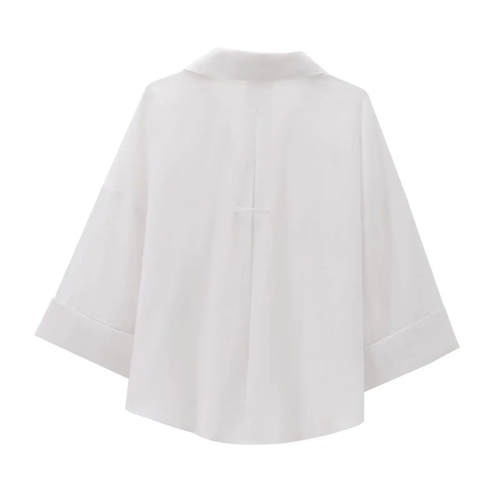 2025 Women Yellow Shirt Fashion Cotton Linen Wide-sleeved Short Shirt Single-breasted Casual Loose Blouse Mujer Roupas