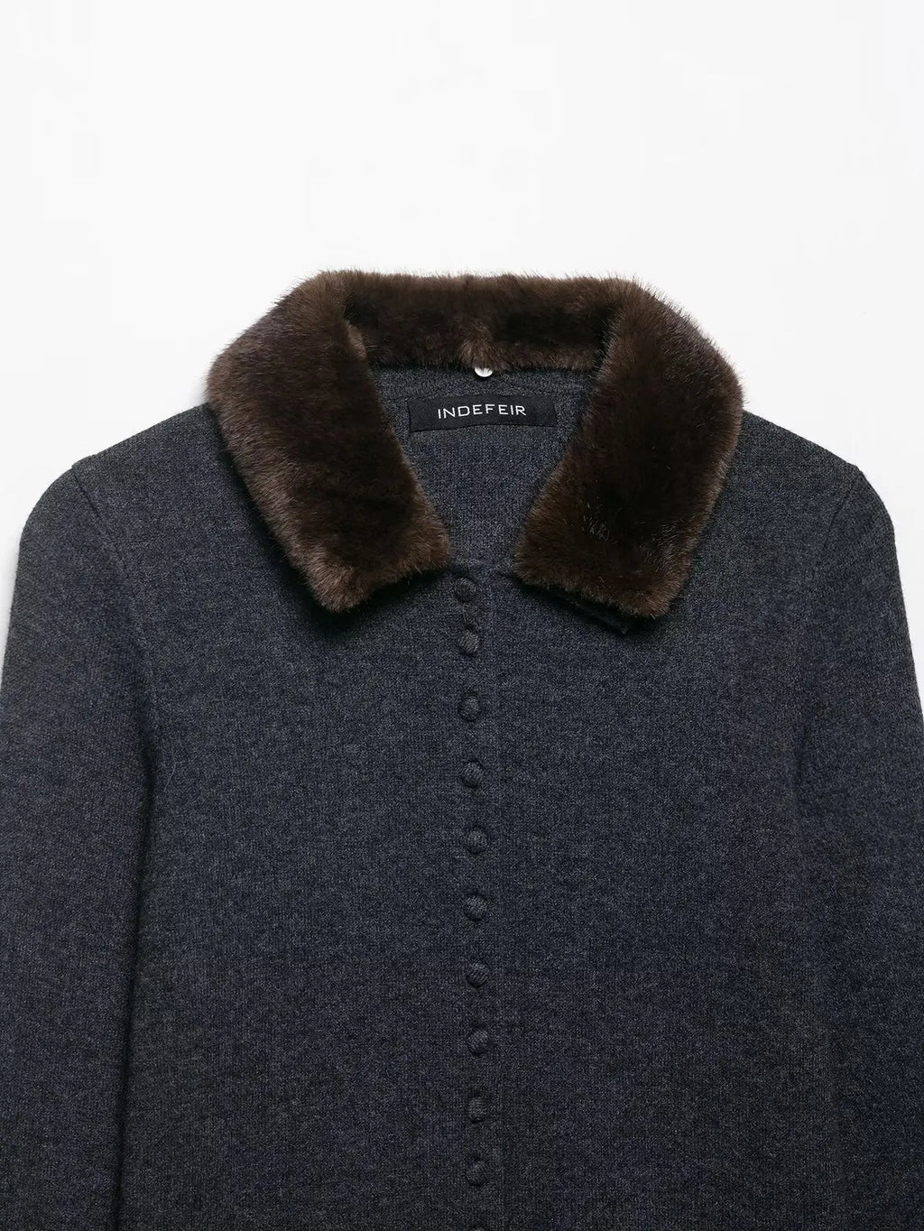 Women's Knitted Coat Autumn Winter Dark Gray Long Sleeve Female Faux Fur Effect Knitted Cardigan Coat Casual Fashion Versatile