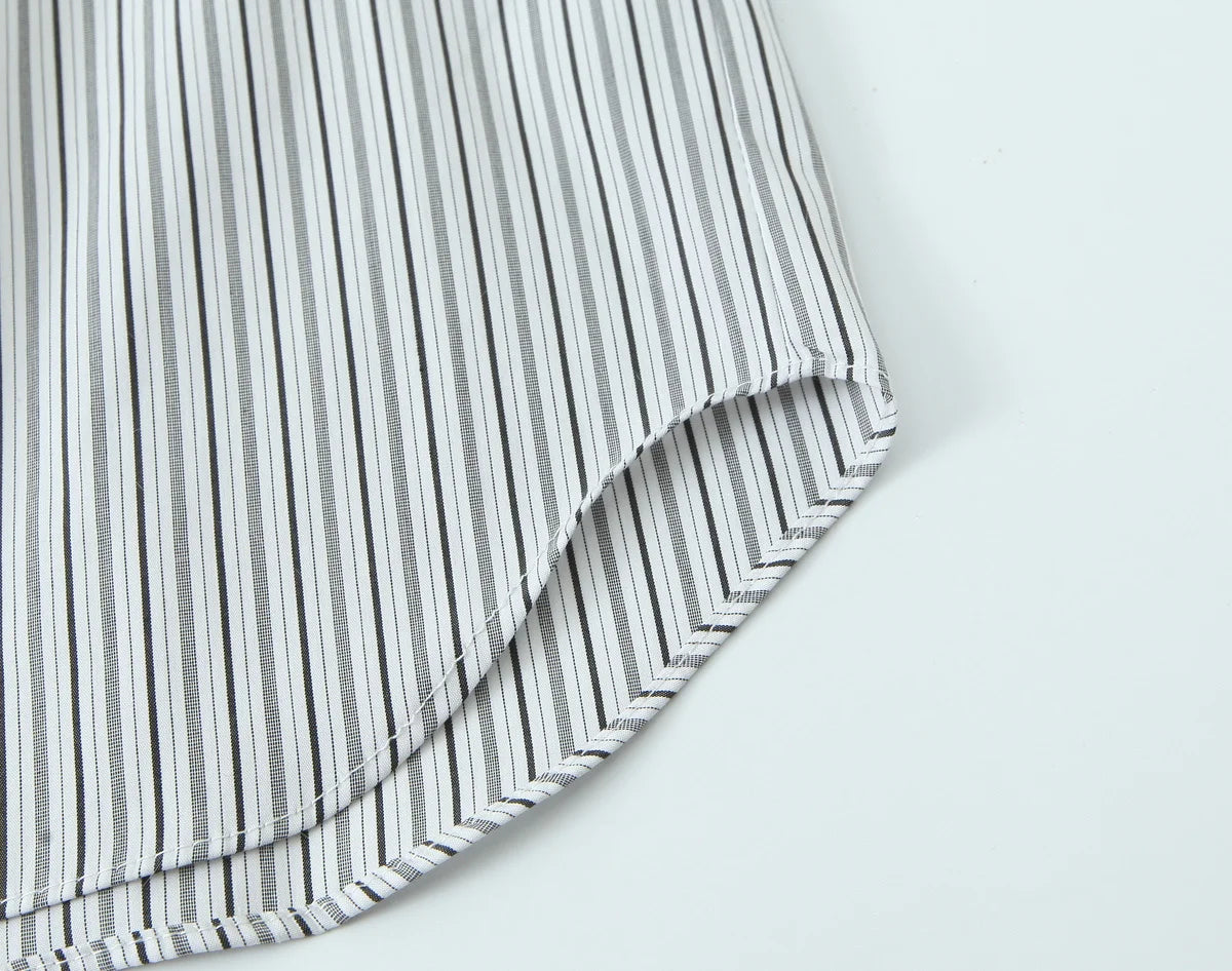 Women Shirt 2025 Women Autumn New Fashion Long Sleeves Button Striped Print Shirt With Tie Women Elegant Leisure Shirt