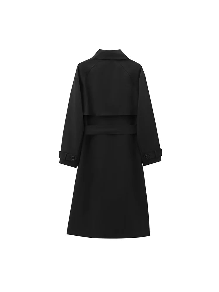 2024 Autumn Winter New Women Casual Long Woolen Coat Retro Solid Color Ladies Lapel Double Breasted Jacket Female Belt Jacket