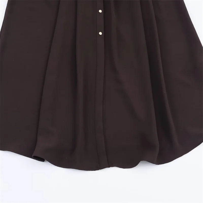 Women's Dress 2025 New Shirt-Style Design with Belt Mid-Length Skirt Women's Fashion Casual Long Dress