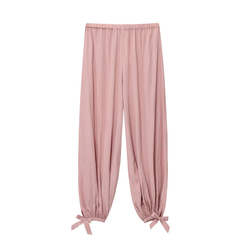 Women's Trousers New for Fall 2025 Pink Loose Pleated Decorative Trousers Casual Fashion Cute and Casual Personality Versatile