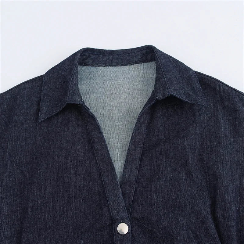 New Dresses 2025 Woman Fashion SummerSlim Denim Skirt Women's Clothing V-neck Tops