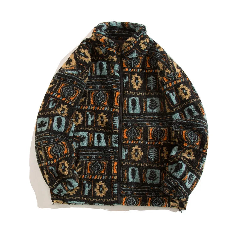 Winter Warm Lambswool Jacket for Men Fashion Stand Collar Zipper Loose Coat 2025 Leisure Hong Kong Style Coats Thickened Jackets