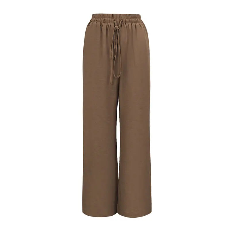 New Women Trousers Summer Streetwear Fashion Lace-up Loose Casual Slim Pants Elegant Lady Personality Versatile Knitted Clothing