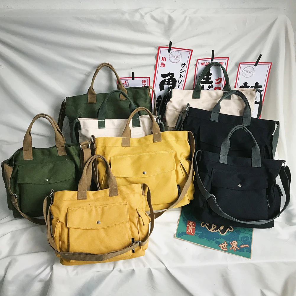 Women's School Messenger Bags For Women Shoulder Ladies Designer Handbag Solid Large Capacity Casual Canvas Shoulder Female Bags