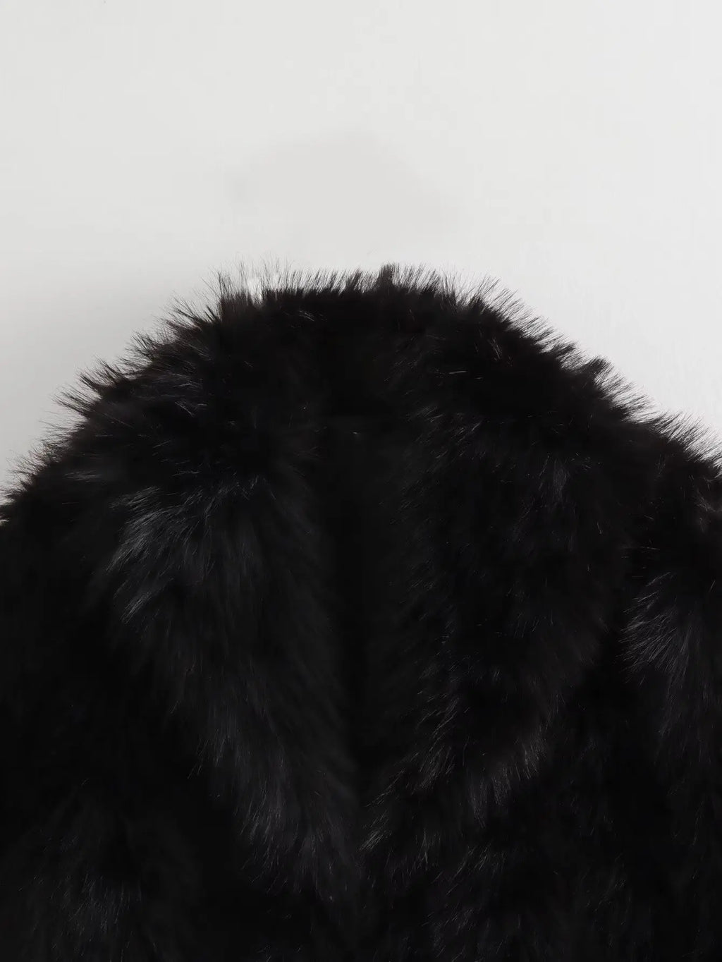 Black Faux Fur Coat for Women Autumn Winter Plush Wool Coats Black Wool & Blends Coats Outerwears Long Sleeve Warm Fur Coat