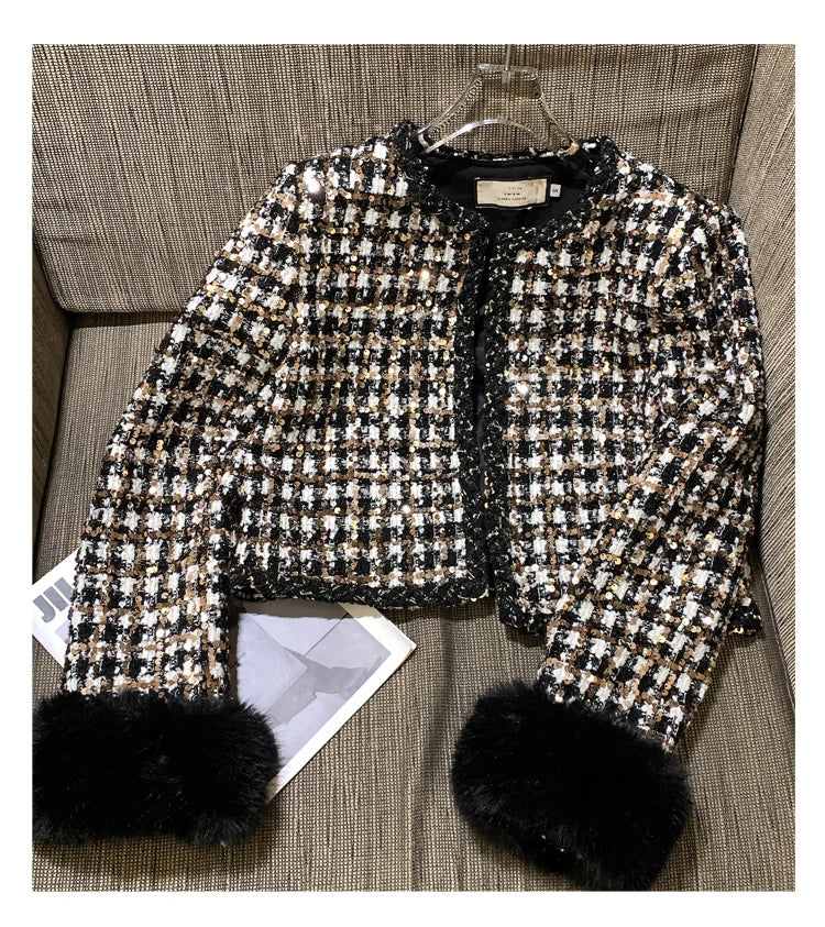 2024 autun winter Lady Short Coats For Women Casual Tweed Jackets Elegant Fashion Outerwears Chaquetas Casaco abrigos de mujer