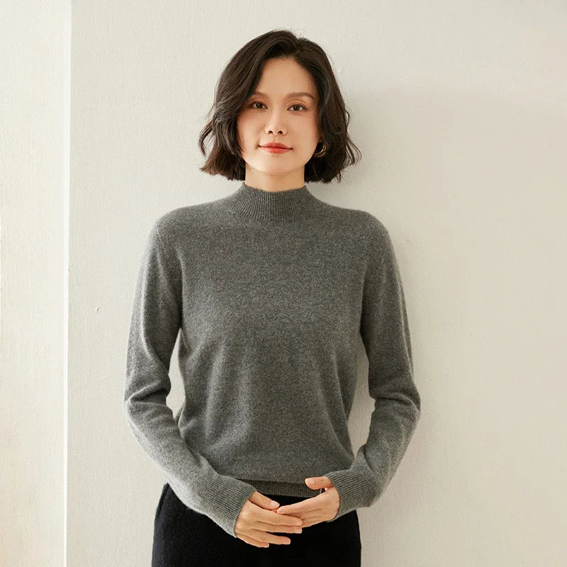 Women's Cashmere Sweater,  Cashmere Blend, Turtleneck Sweater, Knitted, Slim Fit, Basic Style, New Autumn and Winter 2024