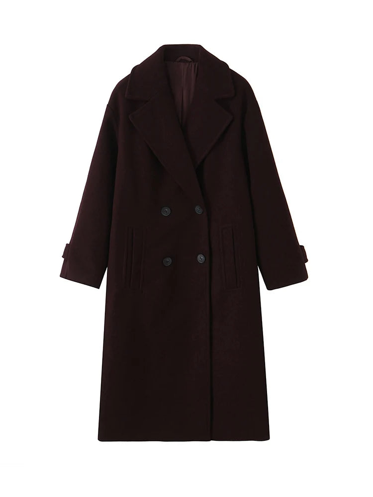 Women Winter Luxury Long Coats Solid Warm Soft Wool Long Coat Women High Street Loose Casual Double Breasted Overcoat 2025