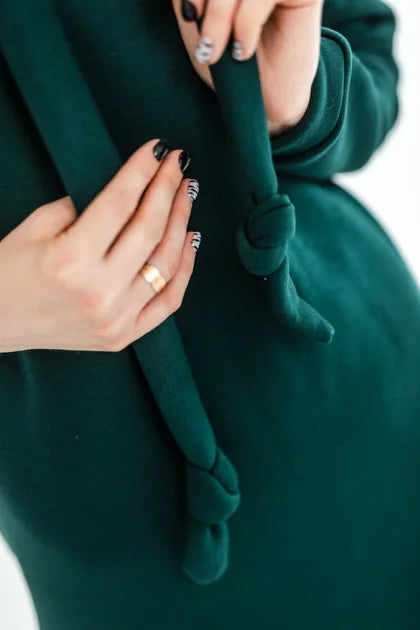 Women Fashion  New Loose Large Knitted Hooded Autumn Winter Long Dress Velvet Hoodie Dress Casual Dress Splicing Warm Dress