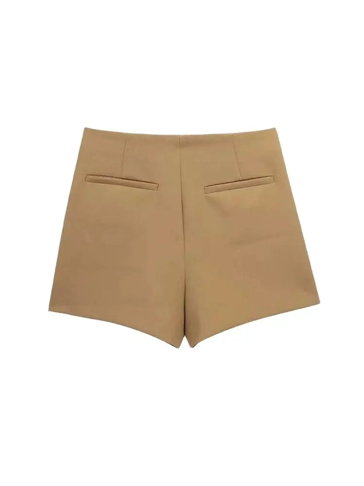 Women Fashion Pareo Style Asymmetric Shorts Skirts Vintage High Waist Side Zipper Female Skort Mujer