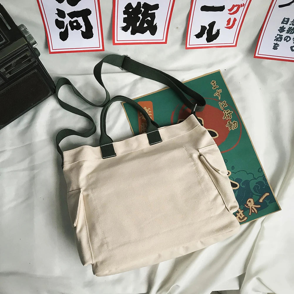 Women's School Messenger Bags For Women Shoulder Ladies Designer Handbag Solid Large Capacity Casual Canvas Shoulder Female Bags