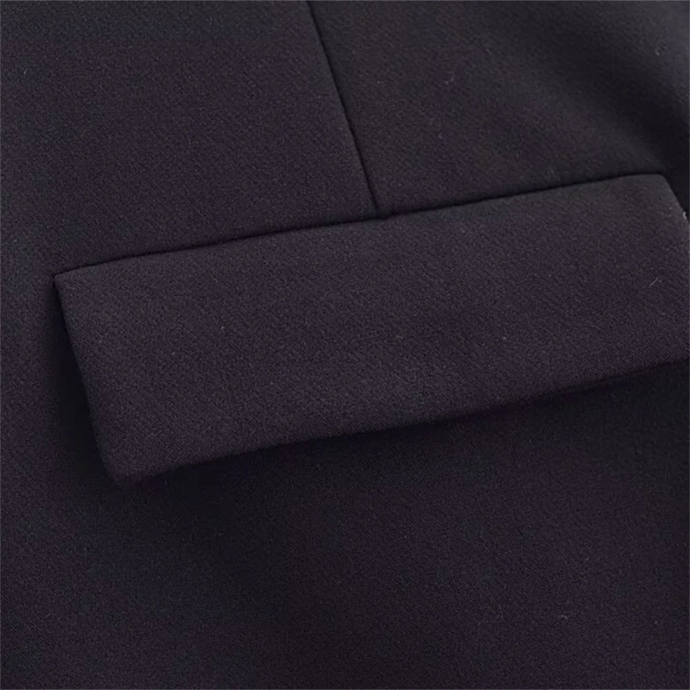 autumn new women's casual long sleeved top with open design, casual suit jacket with pleats and ankle pants set