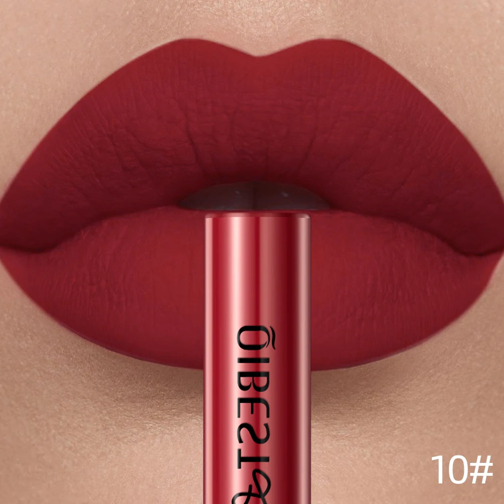 QIBEST Matte Liquid Lipstick Waterproof Long Lasting Velvet Lip Gloss Tint Tube Matte Nude Pigment Red Lipgloss Lips Makeup