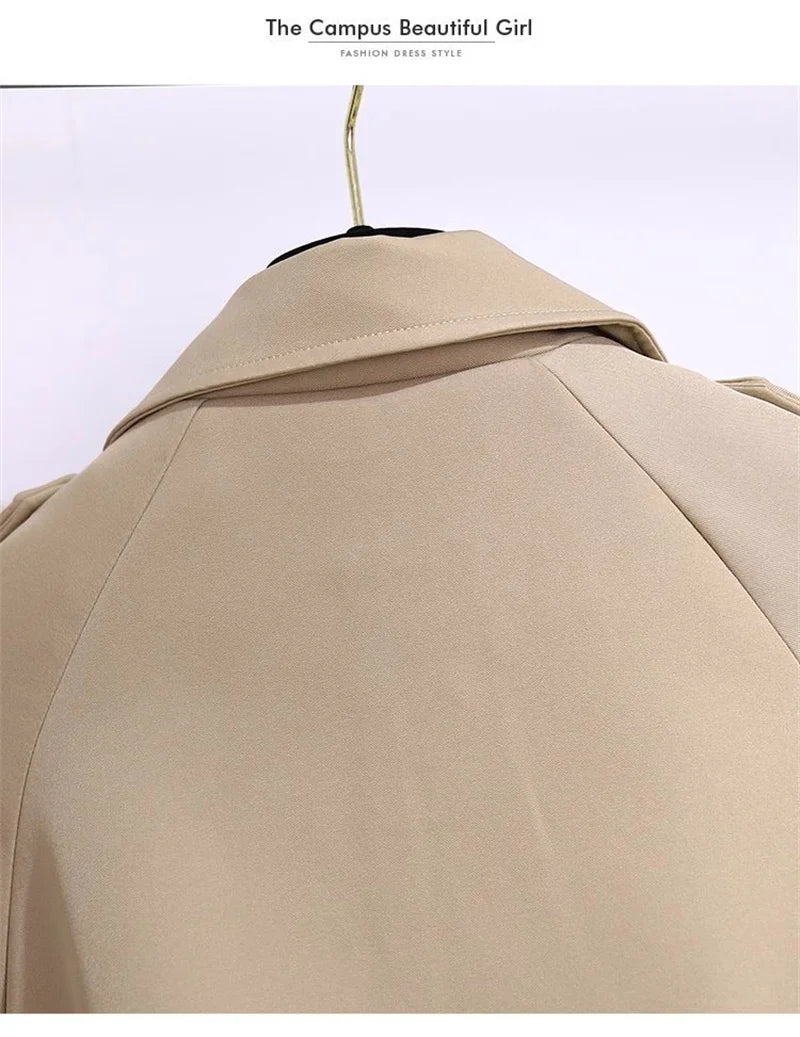Women's Trench Coat Medium-length Windcheater Double-breasted Sashes Topcoat Streetwear Lady Outerwear Casual Tops Spring Autumn