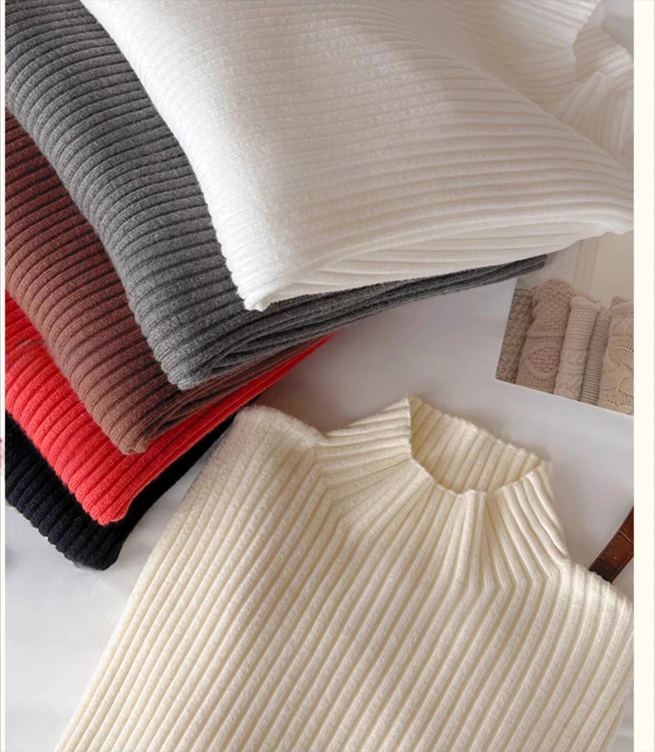 Chic Autumn Winter 2025 Pullovers Women Long Sleeve Casual Turtleneck Warm Basic Sweater Knit Jumpers Solid Color Slim Tops