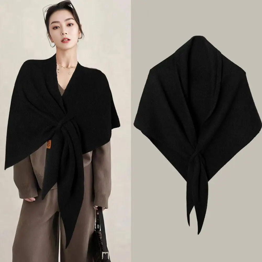 Women Cardigan Scarf Spring and Autumn Fashion Elegant Solid Color Triangle Scarf Retro Outdoor Leisure Shawl Cape Knitted Shawl