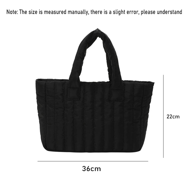1pcs Ladies Tote Bags Large Capacity Cotton Padded Bag Solid Color Casual Fashion Nylon Elegant for handbag