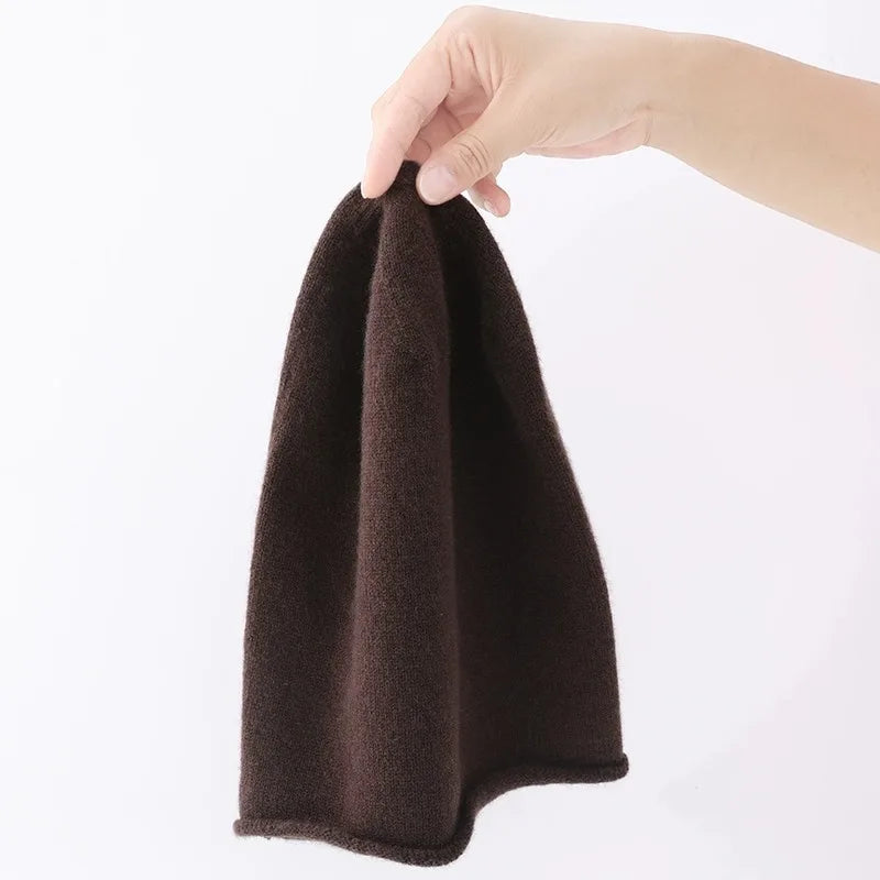 100% pure goat wool hat in winter men and women couples knitted piles of hats to keep warm and versatile